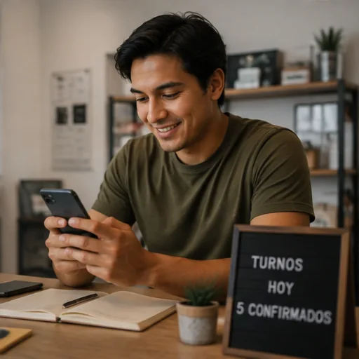 Profesional independiente gestionando turnos desde su oficina